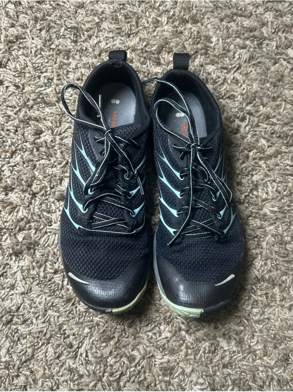 Merrell Womens Trail Running Shoes Vibram Black Blue Hiking US 9